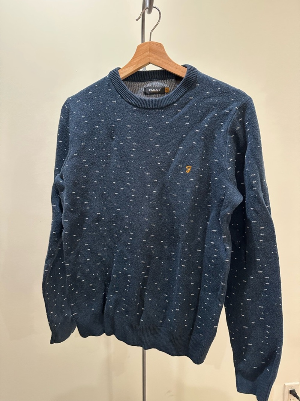Farah Green/Navy Speckled Crewneck with Gold Logo